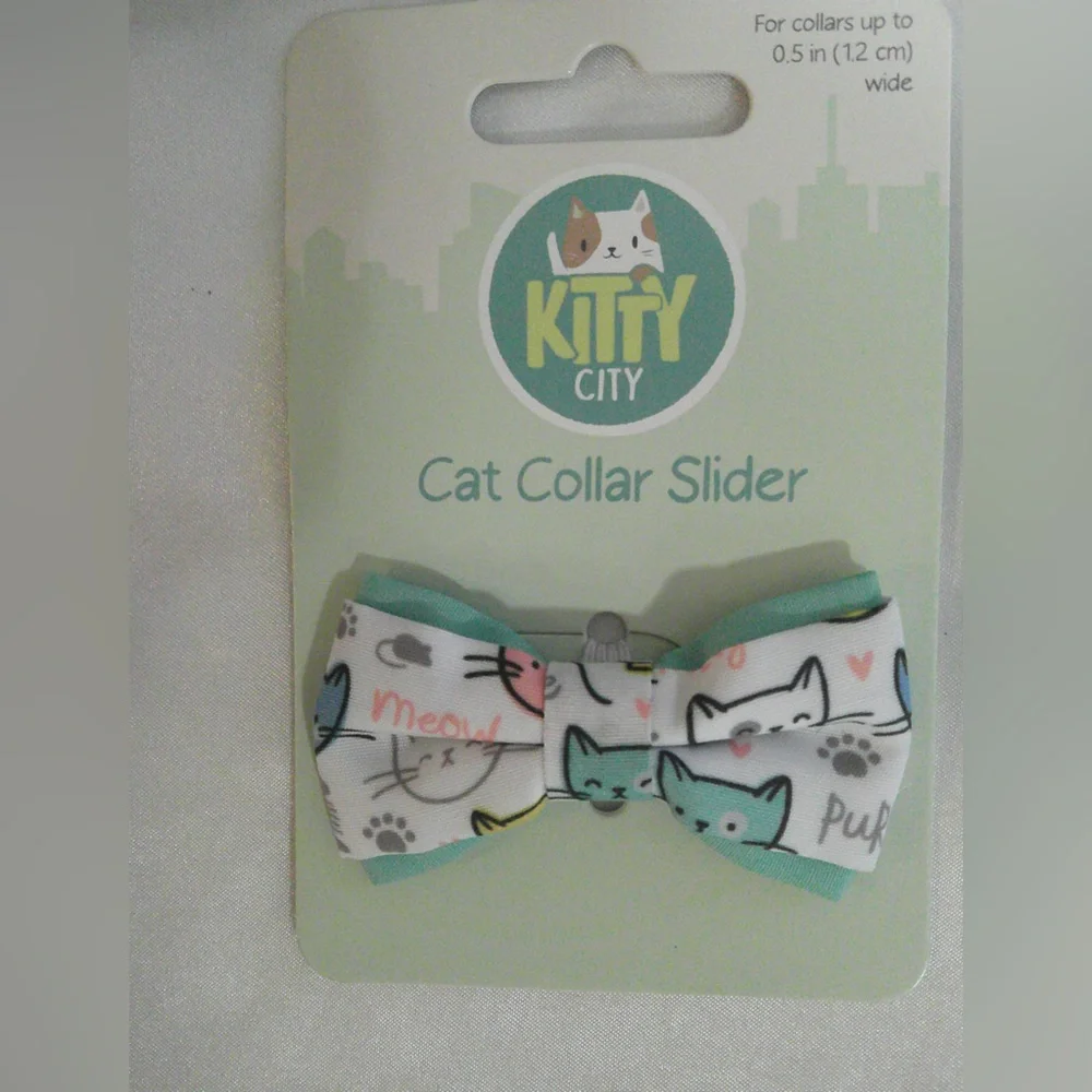 Kitty City Green Cat Face Print Harness/Leash Set, Collar, Bow Tie, Charm